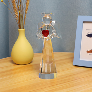 Vente en gros de <span class=keywords><strong>branches</strong></span> abstraites au design moderne, ange priant en <span class=keywords><strong>cristal</strong></span> avec bougeoir en forme de cœur, artisanat de table en verre pour la fête des mères - Product Image 3