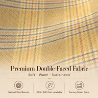 Manteau d'hiver de luxe à carreaux chevrons en tissu double face 67% laine mélangée, haute qualité, prix d'usine, en stock, le plus vendu