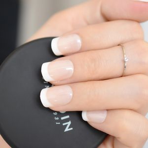 Ongles pressés carrés brillants avec pointes françaises, ongles en acrylique nude pour ongles à coller, chic pour femmes, <span class=keywords><strong>manucure</strong></span> <span class=keywords><strong>de</strong></span> salon - Product Image 2