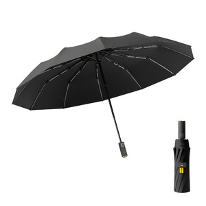 Three-fold Solid Color Business Full-<b>automatic</b> Section Sunshade <b>Umbrella</b> Black Rubber Sunscreen Folding Men's Printing - Product Image 6