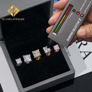 Boucles d'oreilles en moissanite taille princesse, argent 925 plaqué or, testeur de diamant inclus, vente flash - Product Image 6