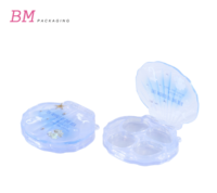Palette de fards à paupières vide en forme de coquille, transparente bleue, 4 compartiments, étui de maquillage en plastique ES2165A