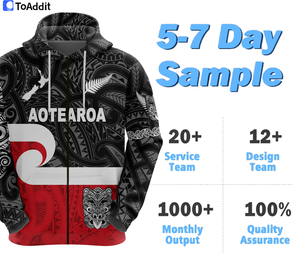 Logotipo personalizado Maori Aotearoa <span class=keywords><strong>Haka</strong></span> Zip Hoodie Nueva Zelanda Estilo simple Casual Pullover - Product Image 2