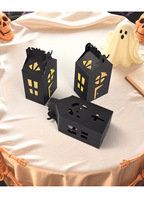 Kotak Hadiah Kardus Hitam Berongga Kreatif Khusus Halloween untuk Permen, Lilin, Bingkai Foto, Dompet