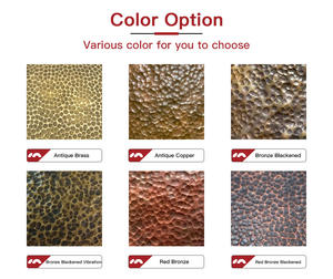 Hoja decorativa de acero inoxidable 304 Hoja de metal martillado antiguo Hoja de acero inoxidable martillado a mano de bronce rojo ennegrecido - Product Image 4