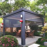Cadre en alliage d'aluminium moderne de luxe extérieur Gazebo Pergola avec pare-soleil motorisé Pavillon à Louvre en aluminium pour balcon