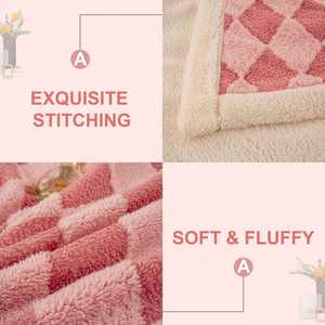 Couverture moderne super douce et chaude en polaire à carreaux Sherpa pour femmes - Product Image 6