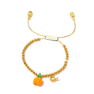 Fashion <b>Beaded</b> <b>Bracelet</b> 316L Stainless Steel PVD Gold Plating Pumpkin Charm Stretch <b>Bracelet</b> - Product Image 2