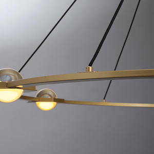 Lustre moderne de luxe à plusieurs niveaux, en <span class=keywords><strong>laiton</strong></span> doré avec sphères de cristal, lumière LED à économie d'énergie blanc chaud doux 2700K - Product Image 4