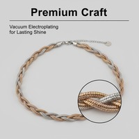 Chaîne de Clavicule Tendance Printemps 2024 pour Enfants, Double Couche Torsadée en Acier Inoxydable PVD Or 18K, Motif Chevron Serpent