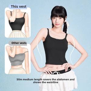 Da donna 7A antibatterico petalo bianco lavorato a maglia di <span class=keywords><strong>cotone</strong></span> intimo bella fionda posteriore comoda <span class=keywords><strong>canotta</strong></span> in pizzo - Product Image 2