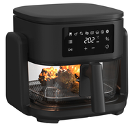 Friteuse Grill 2-en-1 ETL/CE/CB 120V 60Hz 1300W Noir avec Panier en Verre Visuel LED, 8 Menus Prédéfinis, Accessoires Complets, Vente en Gros