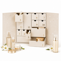 Boîte de calendrier de l'avent de beauté personnalisée de luxe avec 12 tiroirs, emballage cadeau pour cosmétiques et soins de la peau pour les fêtes de Noël