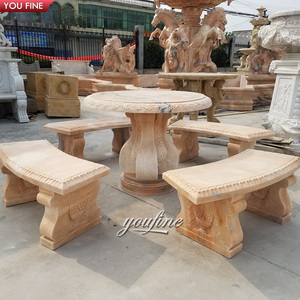<span class=keywords><strong>Table</strong></span> ronde <span class=keywords><strong>en</strong></span> marbre de <span class=keywords><strong>pierre</strong></span> naturelle sculptée à la main <span class=keywords><strong>pour</strong></span> <span class=keywords><strong>jardin</strong></span> extérieur avec bancs et sièges - Product Image 3
