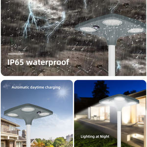 Lampadaire solaire en forme de UFO, corps en alliage d'aluminium, capteur de mouvement humain, éclairage LED pour jardin, cour, extérieur, portée d'induction 6-8M - Product Image 5
