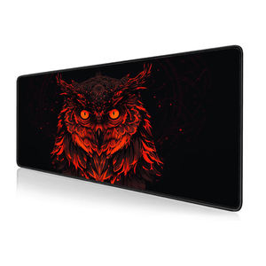 Tapis de souris de jeu extra large avec base en caoutchouc antidérapante et bords surpiqués - Design Hibou Rouge Tapis de bureau XXL en stock - Product Image 3