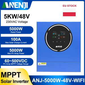 อินเวอร์เตอร์ไฮบริด Anenji ANJ-5KW-48V-WIFI 5kw แบบออฟกริดและออนกริด พร้อม Wifi ในตัว หน้าจอสีสันสดใส ระบบ MPPT มีสินค้าในสต็อก - Product Image 6
