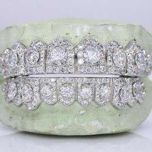 Grillz de Dientes de Plata 925 con Moissanita Estilo Provenzal Vintage, Polvo de Diamante, Joyería Hip Hop Personalizada Hecha a Mano en India - Product Image 3