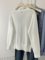 Damen Designer V-Ausschnitt Strickjacke im chinesischen Stil, Anti-Pilling, Frühling, einfarbig, 100% Polyester, Knopfleiste, Pullover, Cardigan, Oberteil