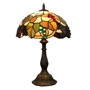 Настольные лампы 30 см в американском стиле, цветная стеклянная лампа в виде винограда, ретро, Сельский Ресторан, Бар, спальня, прикроватный столик