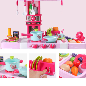 Grande maison de jeu pour enfants, ensemble de cuisine de simulation, jouets de jeu de rôle pour filles, jouets éducatifs avec son et lumière - Product Image 3