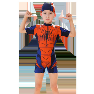 Boys One-Piece Long Sleeve Briefs Swimsuit Toddler Sun Protection Waterproof Quick Dry Polyester <strong>Spiderman</strong> Kids <strong>Swimwear</strong> - Product Image 4