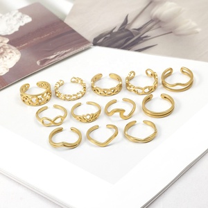 Juego de 20 Anillos de Dedo Ajustables para Mujer, Estilo Europeo Americano, Chapados <span class=keywords><strong>en</strong></span> Oro, Plata, Diseño Geométrico Simple, SKIITOW ZY25345 - Product Image 6