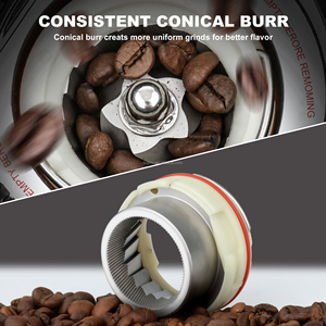 Dual-Purpose Electric Coffee Grinder with Portafilter <strong>Holder</strong> &amp; Powder Storage Box - Adjustable <strong>Burr</strong> Grinder Espresso &amp; Pour Over - Product Image 3