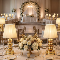 Lampe de table sans fil de luxe dorée, rechargeable, avec abat-jour en tissu plissé, pour mariage, hôtel, restaurant, ambiance