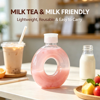 Bouteilles en plastique PET personnalisées en forme de donut, vente en gros d'usine, contenants jetables pour jus, smoothies, lait