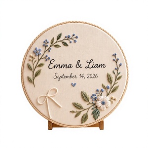 Cercle de broderie en coton artisanal Khadim, motif floral tendance, durable, écologique, textile cousu à la main - Product Image 1