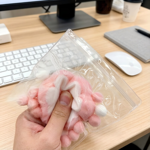 Plush Pink White Cat Paw Squishy Toy Soft Fluffy Squeeze Stress Relief Fidget Toy for Kids <strong>Adults</strong> - Product Image 2