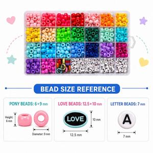 ชุดม้าโพนี่สีรุ้ง 23 สี 28 ช่อง พร้อมตัวอักษรและลูกปัดรูปหัวใจ สำหรับทำสร้อยข้อมือ สร้อยคอ และเครื่องประดับ DIY - Product Image 2