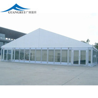 Tente de réception murale en verre transparent blanc robuste 25x50, grande tente de réception extérieure imperméable pour mariages, événements et festivals