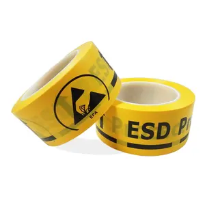 ESD เทปอุตสาหกรรมป้องกันพื้นที่/ป้องกันไฟฟ้าสถิตย์สีเหลือง Refliective เทปเตือนความปลอดภัยป้องกันไฟฟ้าสถิตย์/พีวีซีชั้นเทปคำเตือนความปลอดภัย