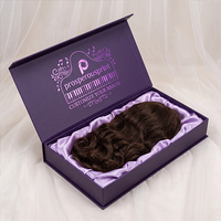 Boîte d'emballage de luxe personnalisée en carton rigide à rabat magnétique pour perruques, extensions capillaires et rangement de mèches, étui cadeau avec doublure en satin