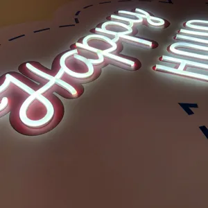 Custom Neon Light Led Brief Reclame Goede Vibes Decoratie Neon Sign Acryl Panel Fabriek China Leveranciers Lichtbak