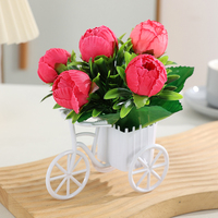 Ensemble de fleurs artificielles pour voiture, ornements décoratifs, bouquet de fleurs séchées en soie plastique, décoration de la maison, vélo, théière