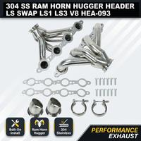 Kit de collecteur d'échappement de course en acier inoxydable 304 Ram Horn Hugger pour échange universel de moteur LS LS1 LS2 LS3 LS6 LS7 LSX V8 V-Band Vente en gros