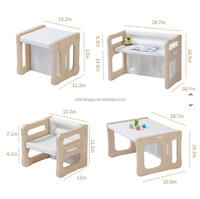 VSUCH Ensemble Table et 2 Chaises Montessori Modernes en Plastique pour Tout-Petits – Écologique, Sûr, Hauteur Réglable, Idéal Appartement et Chambre