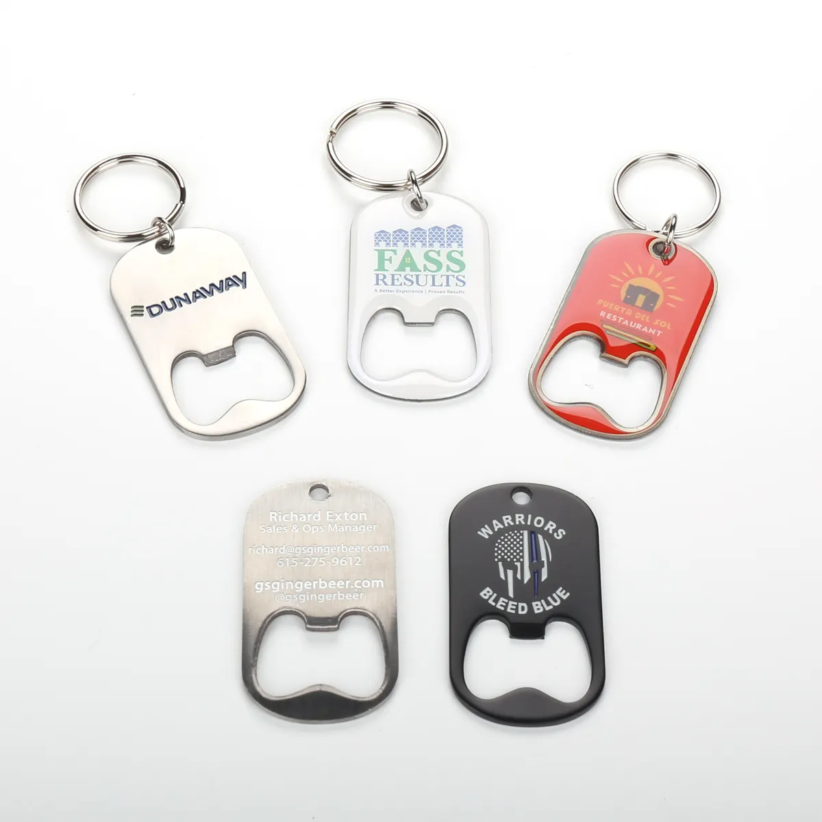 OEM Manufacture Stainless Steel Metal Logo Key Chain Openers Card Shape Keychain Beer Custom Bottle Opener