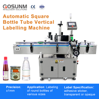 Machine d'étiquetage automatique GOSUNM pour bouteilles carrées et tubes, machine d'étiquetage verticale pour l'eau pure