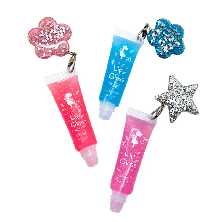 Private Label Clear Custom Kids Kein Logo Lip gloss Nicht klebrig Machen Sie Ihren eigenen veganen Schlüssel anhänger Schlüssel bund Lip gloss