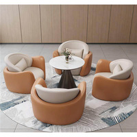 Ensemble de canapés en cuir de luxe léger avec table de négociation et chaises pour hall d'hôtel, bureau, appartement, zones de repos