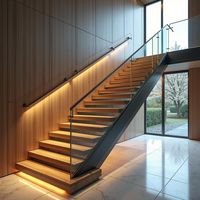 Escalier flottant personnalisé en acier au carbone, escalier droit, escalier intérieur