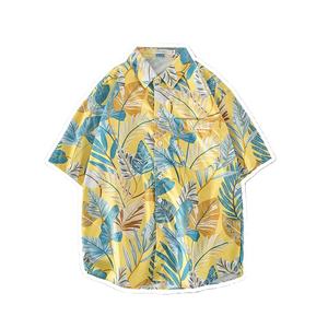 Vente en gros Nouveau été Hommes Hawaii Imprimé à manches courtes Doux Plage Chemise hawaïenne Grande Taille Chemise pour hommes - Product Image 1