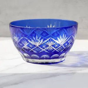 Blauer Glasfrucht-Bonbon teller im böhmischen Stil altmodischer Glassc halen service teller für Esstisch