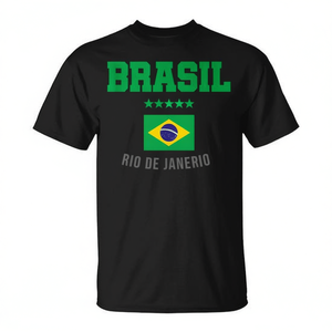 T-shirt drapeau du Brésil Rio de Janeiro design vert noir - Product Image 2