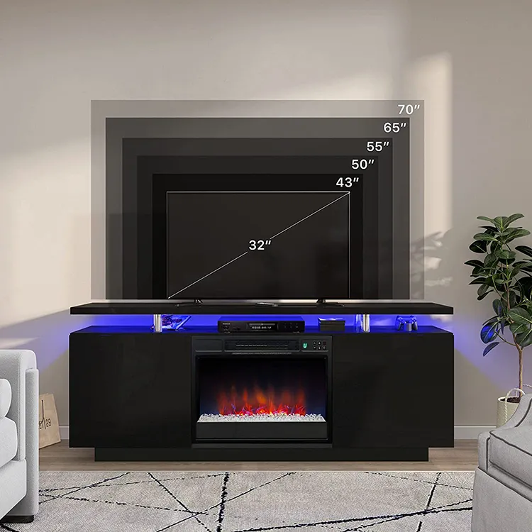 RGB Light High-gloss Storage Wall Mounted Wood LED Electric Fireplaces TV Stand Sets ELectronic Fireplace