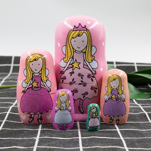 Prix bas en gros rose à pois petit ange cadeaux d'anniversaire poupée matriochka <span class=keywords><strong>russe</strong></span> poupée gigogne à cinq étages - Product Image 2